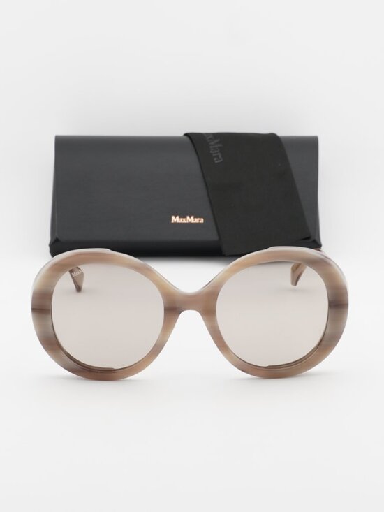 Max Mara RENEE MM0074 20E Round Sunglasses - Striped Grey / Brown main image 6